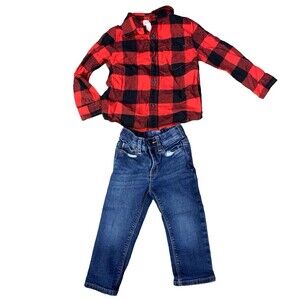 Todder flannel shirt and jeans Size 2T